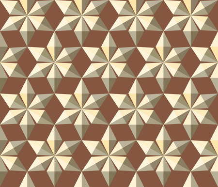 Seamless christmas pattern. Gold crystal shining snowflakes on brown background. Chocolate, coffee colored. Winter, holiday, sale theme texture. Vectorのイラスト素材