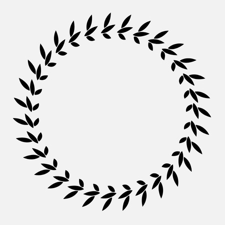 Tattoo of laurel wreath. Black abstract ornament, silhouette on white background.  Defense, peace, glory symbol. Vector  isolatedのイラスト素材