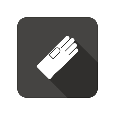 Rubber gloves icon. Protection mitten symbol. Rounded square flat icon with long shadow. Vectorのイラスト素材