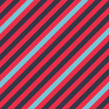 Seamless geometric pattern. Stripy texture for neck tie. Diagonal contrast strips on background. Contrast blue, red colors. Vectorのイラスト素材