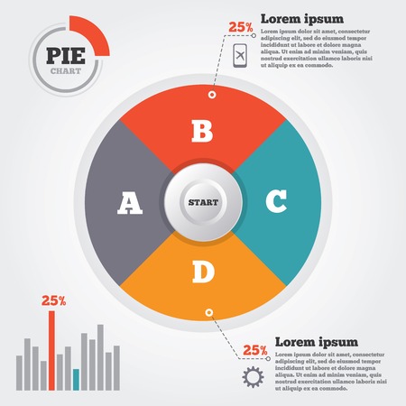Infographics elements. Pie chart. Modern business infographics flat circle. Four options. Vector illustration.のイラスト素材