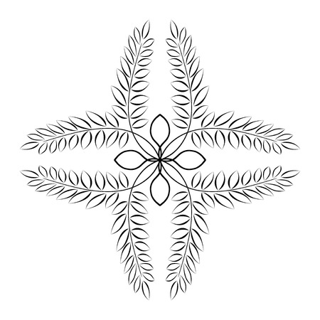Cross tattoo. Laurel wreath. Abstract black ornament on white background. Defense, peace, glory symbol. Vector isolatedのイラスト素材