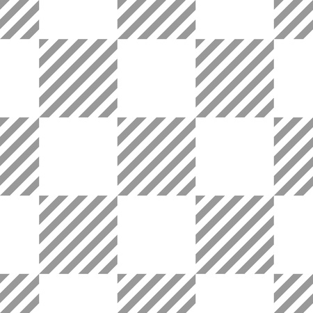 Seamless geometric checkered pattern. Stripy square texture. Diagonal gray, white strips in...