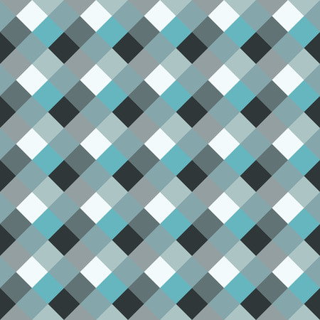 Seamless geometric checked pattern. Diagonal square, woven line background. Rhombus, patchwork texture. Blue, gray, aqua cold soft colored. Vectorのイラスト素材