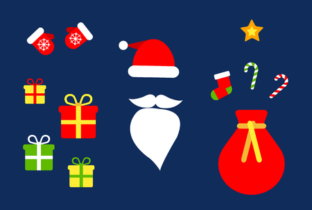 Christmas collections: Santa's hat and beard; holiday set.のイラスト素材