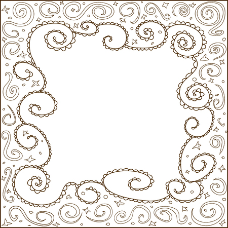 A hand drawn brown line frameのイラスト素材
