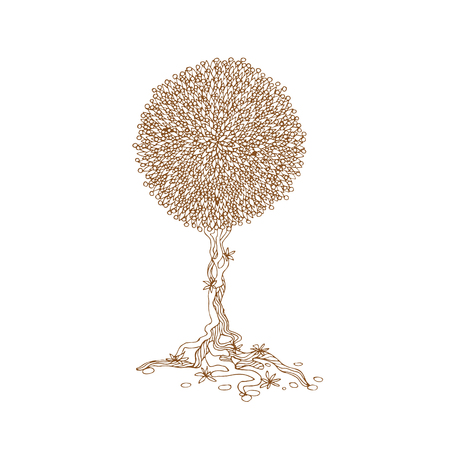 Decorative brown line treeのイラスト素材