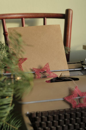 A sheet of paper in a typewriterの写真素材