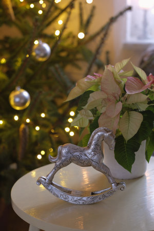 Rocking horse in focus on a blurry backgroundの写真素材