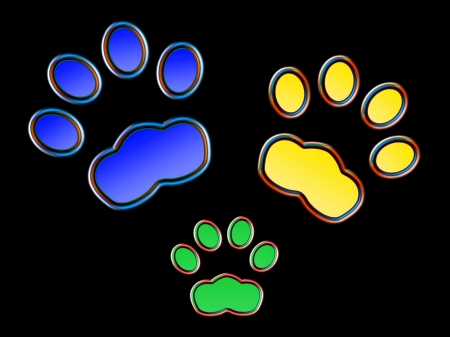 Cat prints  in the night - Neon effectの写真素材