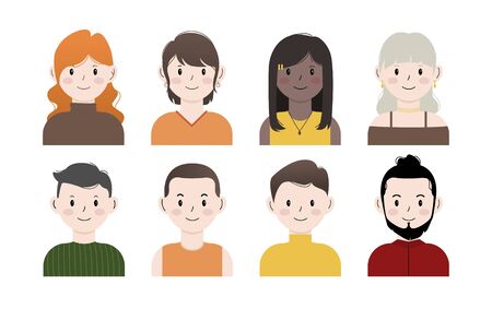 Set of various portraits of people.のイラスト素材