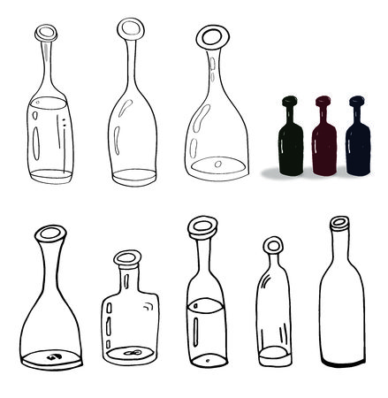 Doodles bottles set for kitchenのイラスト素材