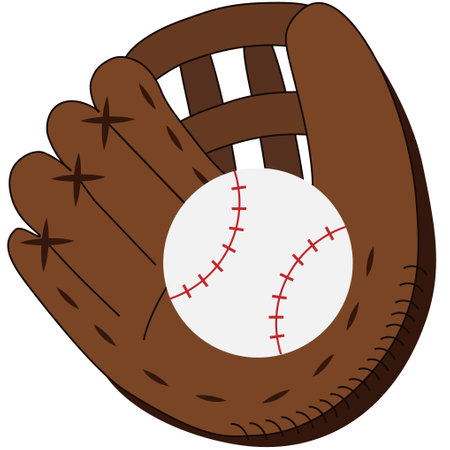 Vector illustration of baseball leather glove and ball in cartoon styleのイラスト素材