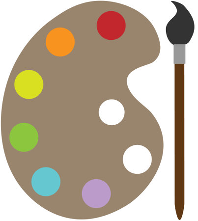 Vector illustration of paints and brush in cartoon styleのイラスト素材