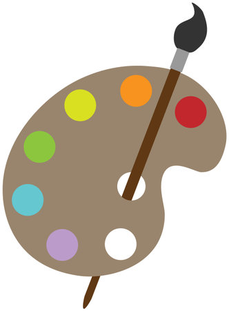 Vector illustration of paints and brush in cartoon styleのイラスト素材