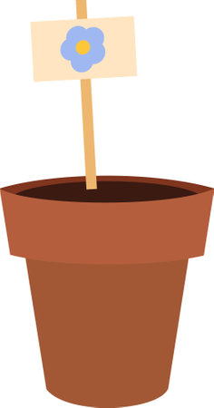 Flower seeds planting in pot in white backgroundのイラスト素材