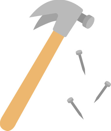 Hammer and nails isolated in white background. Tools for carpentry servicesのイラスト素材