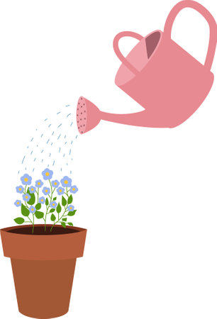 Garden can watering planting flower potのイラスト素材