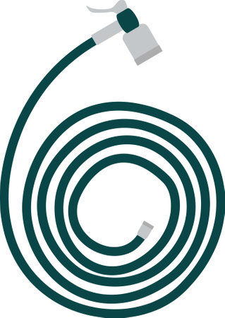 Rolled water hose for gardening isolated in white backgroundのイラスト素材