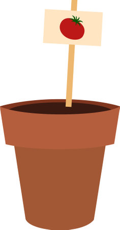Tomato seeds planting in pot in white background.のイラスト素材