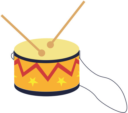 Old-fashioned drum in cartoon style. Vintage drum toy for boysのイラスト素材