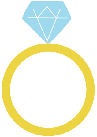 Vector illustration of ring with diamond. Wedding golden ring for bride isolated on white backgroundのイラスト素材