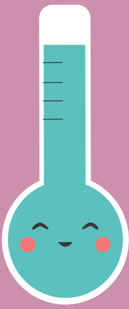 Cute thermometer with smiling face in cartoon style