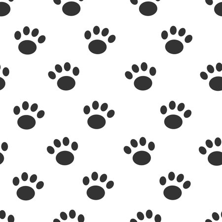 Seamless pattern with animal's paws in cartoon style in white backgroundのイラスト素材