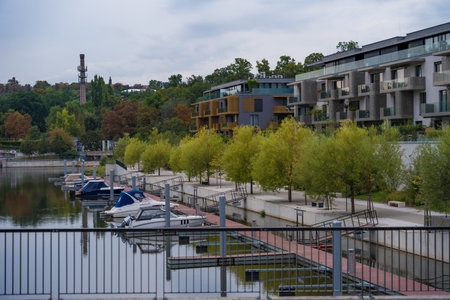 Prague, Czech Republic - September 12, 2024: Luxury residential apartment Marina Boulevard DOCKのeditorial素材