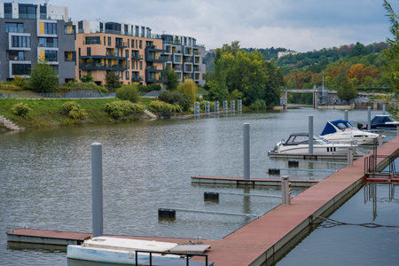 Prague, Czech Republic - September 16, 2024: Luxury residence of modern DOCK architectureのeditorial素材