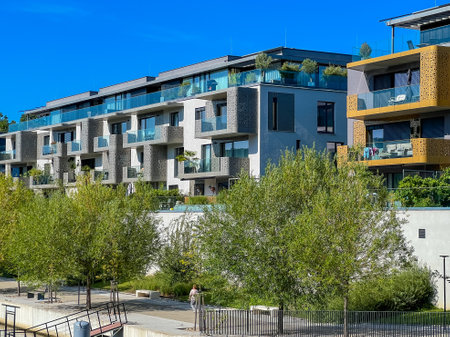 Prague, Czech Republic - July 29, 2024: Luxury residential apartment Marina Boulevard DOCKのeditorial素材