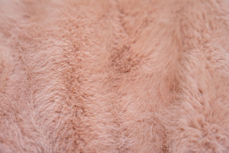 Soft texture of a faux fur coat in warm peach fuzz tonesの写真素材