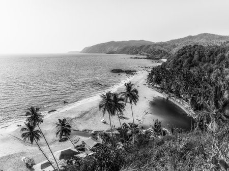 Ocean Beach in summer sunlight. Goa, India. Vivid, splittoned image.の写真素材
