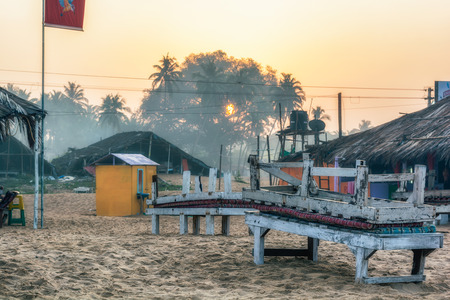Ocean Beach in summer sunlight. Goa, India. Vivid, splittoned image.のeditorial素材