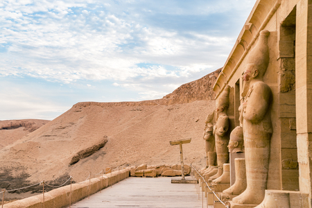 LUXOR, EGYPT: Ancient Deir el-Bahari or Dayr al-Bahri is a complex of mortuary temples and tombs...