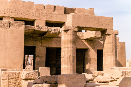 LUXOR, EGYPT: Ancient ruins of Karnak temple in Egypt at noon. The complex is a vast open-air museum, and the second largest ancient religious site in the worldのeditorial素材