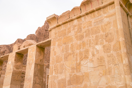 LUXOR, EGYPT: Ancient Deir el-Bahari or Dayr al-Bahri is a complex of mortuary temples and tombs...