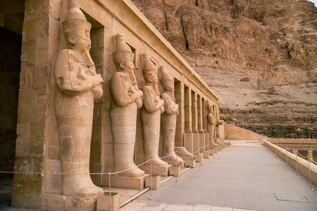 LUXOR, EGYPT: Ancient Deir el-Bahari or Dayr al-Bahri is a complex of mortuary temples and tombs...