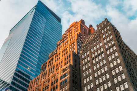 NEW YORK CITY, USA: Buildings and street life on the Broadway. It is the oldest north - south main thoroughfare in New York City, dating to the first New Amsterdam settlement.のeditorial素材