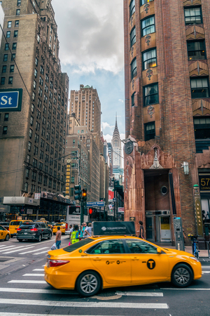 NEW YORK CITY, USA : Buildings and street life on the Manhattan. Manhattan described as the cultural and financial capital of the world and hosts the United Nations Headquarters.のeditorial素材
