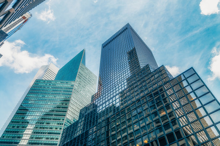 NEW YORK CITY, USA : Buildings and street life on the Manhattan. Manhattan described as the cultural and financial capital of the world and hosts the United Nations Headquarters.のeditorial素材