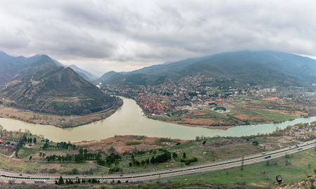 Georgia, Mtskheta: Jvari Monastery is a sixth century Georgian Orthodox monastery near Mtskheta,...