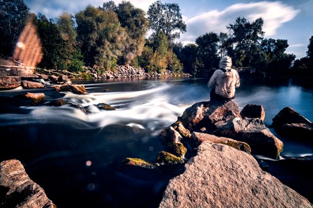 Old dumb in rural site the long exposure shotの写真素材