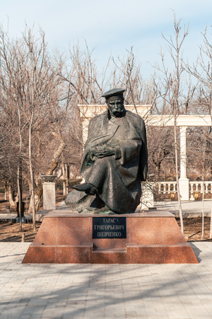 AKTAU, KAZAKHSTAN - FEBRUARY 06, 2019: monument of famous Ukrainian poet Taras Shevchenkoのeditorial素材