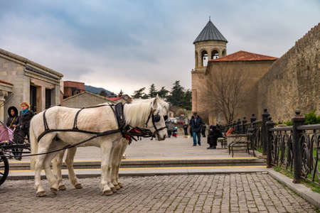 view on the architecture and country details atd the spring time, Georgiaのeditorial素材