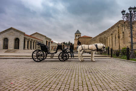 view on the architecture and country details atd the spring time, Georgiaのeditorial素材