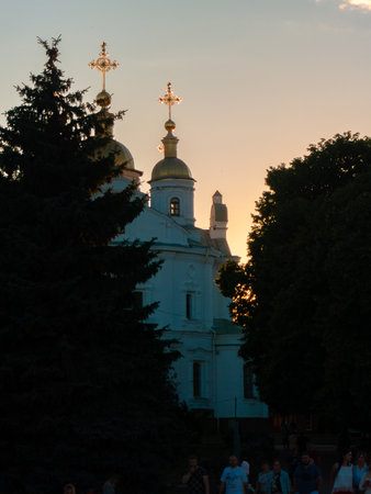 Poltava, Ukraine - 18 July 2022: street city life and people behavior during the war aggression from the russiaのeditorial素材