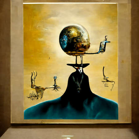 AI generated scratch of artificial intellect himself in illustrative way with the vibrant colorsの写真素材