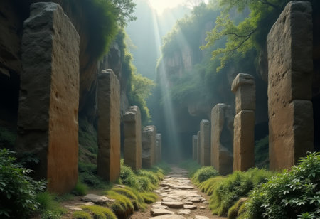 Stonehenge-like structures in Zhangjiajie National Forest Park, Hunan, Chinaの写真素材