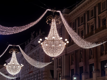 Vienna Christmas decoration at the nightsの写真素材